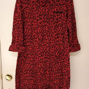 Soma Nightshirt Red and Black Print with Front Pocket